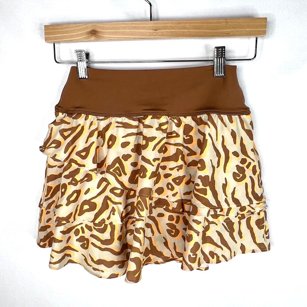 Aerie Tiger Print Mini Ruffle Skort Small - Picture 2 of 6